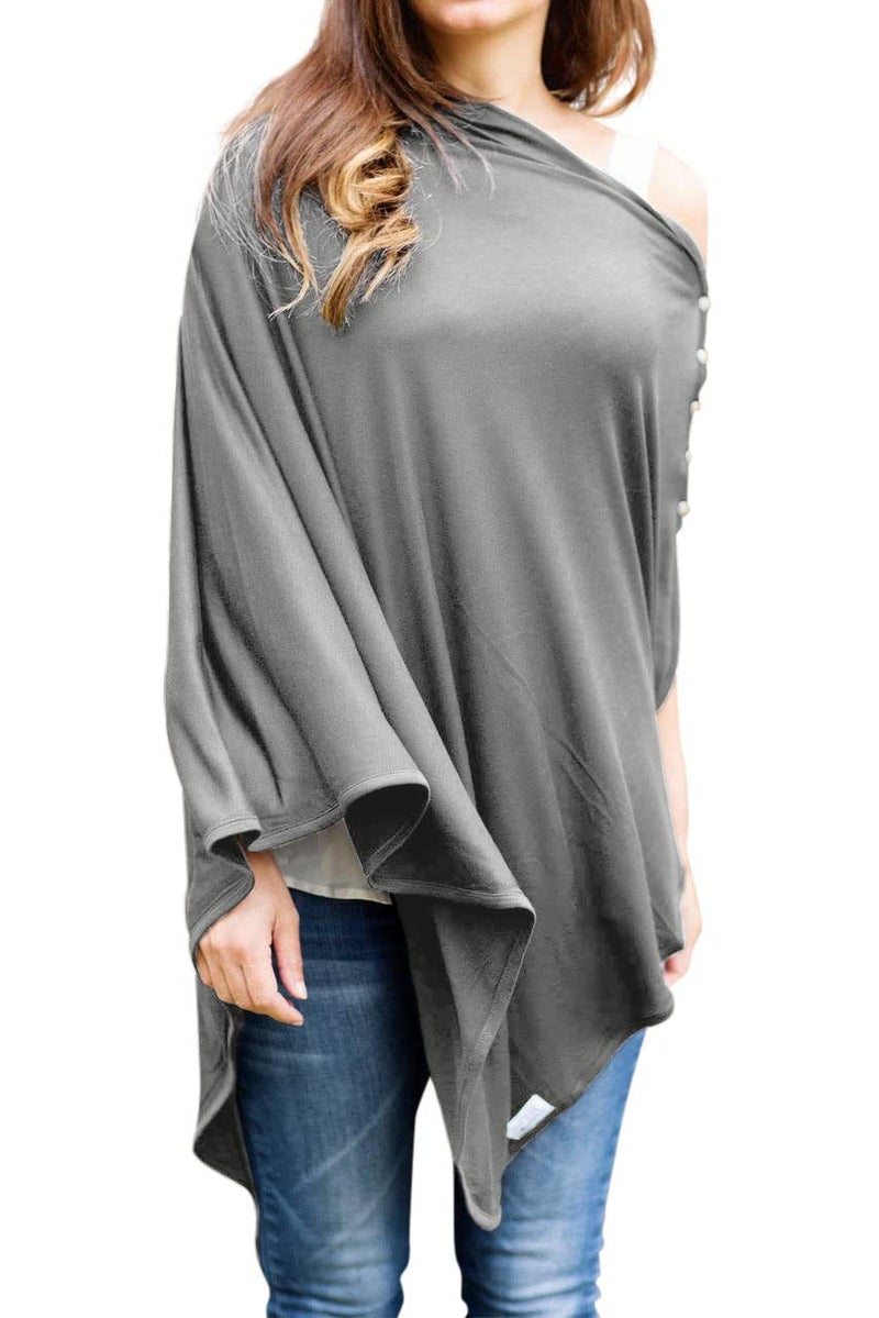 Byrd & Blume Maternity Nursing Cover Breathable Lightweight Breastfeeding Cover Wrap Shawl Scarf Poncho Full 360 (Gray, One size) - Image 1